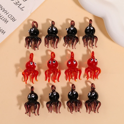 Octopus Pendants Lampwork Glass Ocean Theme Handmade Animal Charms For DIY Jewelry Making Crafts