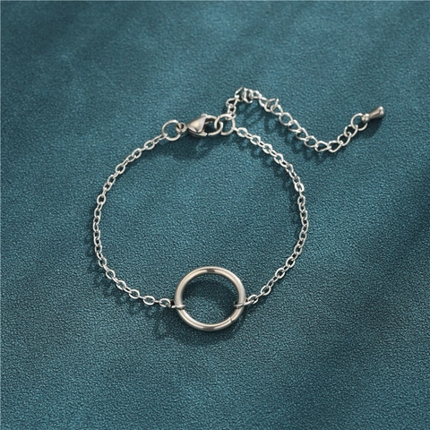 Geometrisches Rundes Kreis Charm Armband Edelstahl Vergoldet Minimalistischer Böhmischer Strandschmuck Für Frauen