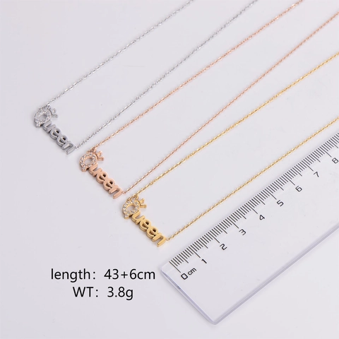 Collar de Pendiente de Letra Queen de Acero Inoxidable Con Corona de Diamantes de Imitación para Mujer Oro Oro Rosa Plata Joyería de Moda