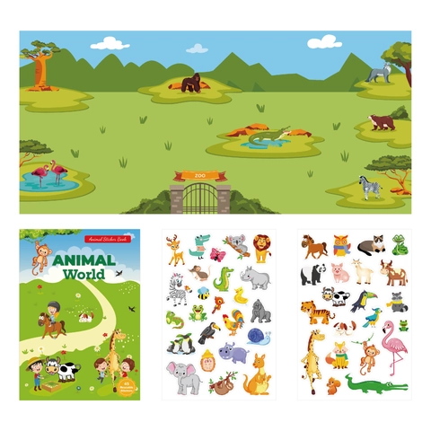 Reusable Sticker Book Kids Busy Book Educational DIY Scene Animal Dinosaur Ocean Cartoon Waterproof For Toddlers