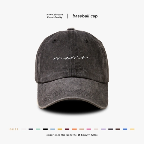 Cappello Da Baseball In Cotone Lavato Ricamato Mama Vintage Distressed Retro Regolabile Dad Hat Per Donna Berretto Sole