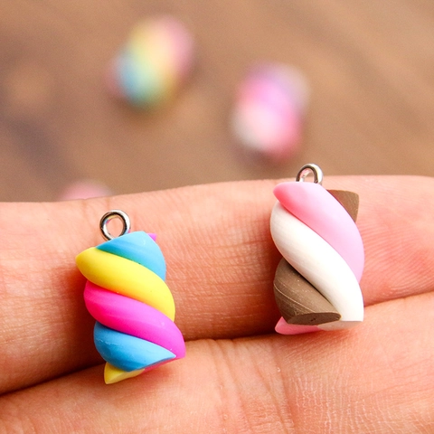 Dijes De Malvavisco Comida De Simulación Espiral Retorcida Colgantes De Resina Con Bucle De Metal Para Hacer Joyas DIY