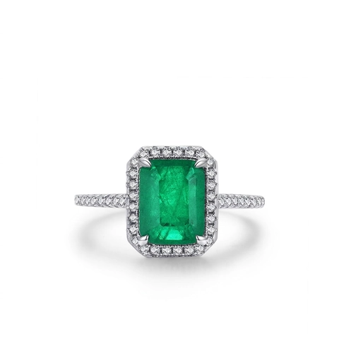 Anillo de Plata de Ley 925 Con Circonia Talla Esmeralda Joyería de Boda Elegante Minimalista de Lujo para Mujeres Regalo