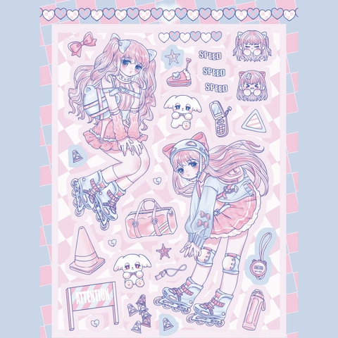 Anime Meisje Karakter Stickers Y2K Stijl Mat Synthetisch Papier Decoratief Voor Journaling Scrapbooking DIY Decoratie