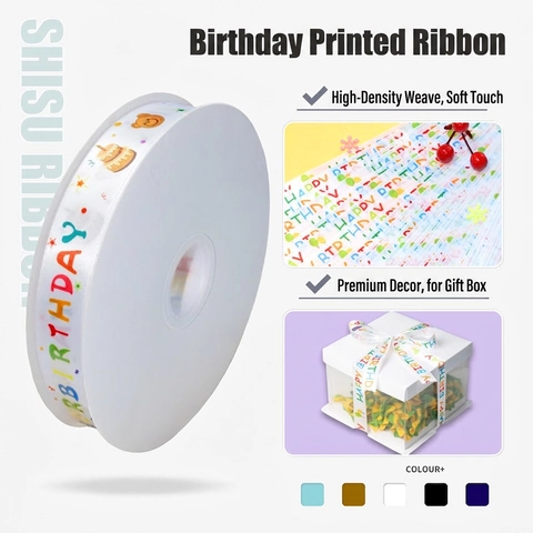 Polyester Printed Ribbons Colorful Gift Wrapping Decorative For Birthday Childrens Day Party DIY Crafting