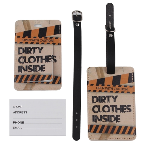 Luggage Tags PU Leather Travel Suitcase ID Card Holder Printed Retro Fun Bag Identifier Accessories