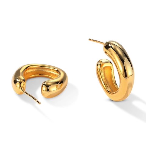 Orecchini a Cerchio a Forma di C Minimalisti per Donna Rame Galvanizzato Perno in Argento Sterling 925 Gioielli alla Moda