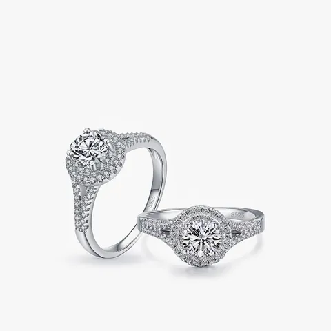 Eleganter 925 Sterlingsilber Halo Ring Rundschliff Zirkonia Pavé Verlobung Hochzeit Schmuck Für Damen Stilvoll