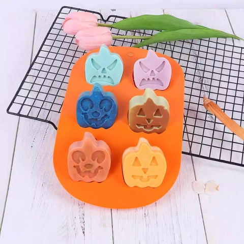 Halloween Silikonformen Kürbis Totenkopf Fledermaus Geist Grabstein Formen Zum Backen Schokolade Fondant Kuchendekoration DIY Handgemachte Seife