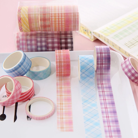 Nastro Di Carta Washi Motivo A Quadretti Nastri Adesivi Decorativi DIY Scrapbooking Journaling Cancelleria Multicolore