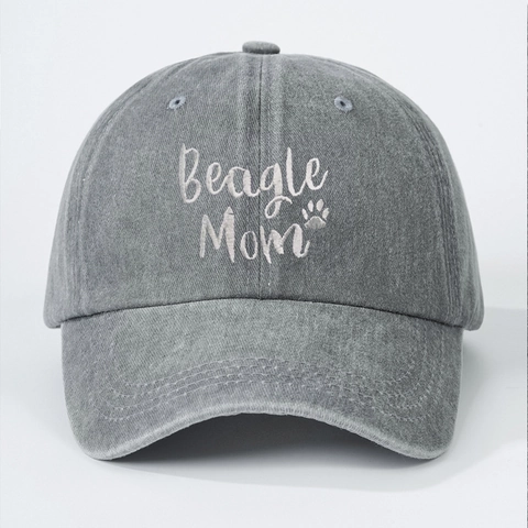 Washed Cotton Baseball Cap Beagle Mom Embroidery Paw Print Vintage Outdoor Sun Protection Adjustable Retro Dad Hat