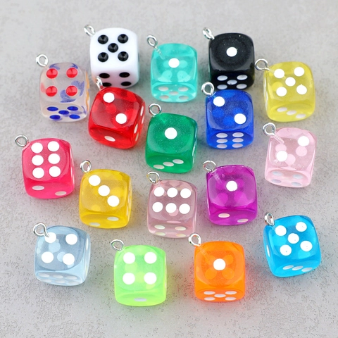 Colorful Acrylic Dice Beads For DIY Jewelry Making Keychain Pendants Six Sided Cube Craft Accessories