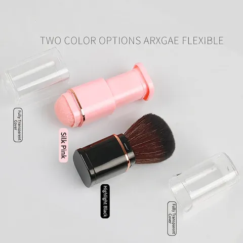 Tragbarer Einziehbarer Make-up Pinsel Synthetikfaser Weicher Puder Rouge Pinsel Mit Transparentem Staubschutzdeckel Beauty Tool