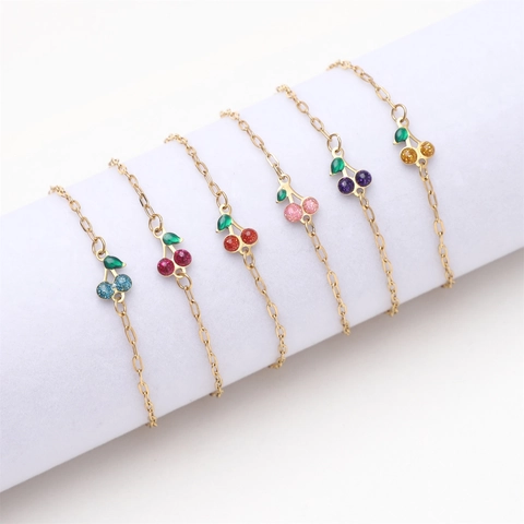 Kers Hanger Armband 18K Verguld Titanium Staal Emaille Ins Stijl Zoete Sieraden Voor Vrouwen