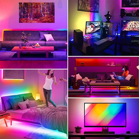 RGB 5050 LED Ribbon Lights USB 5V Bluetooth App And 24-Key Remote Control Music Sync TV Backlight Atmosphere Home Decor