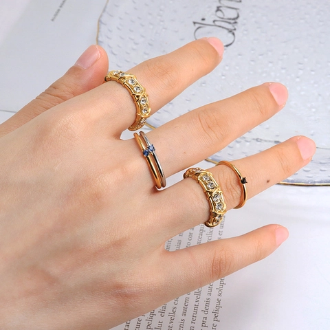 Anello Incrociato In Acciaio Inossidabile Placcato Oro Con Strass A Forma Di X Gioielli Eleganti Di Lusso Per Donna