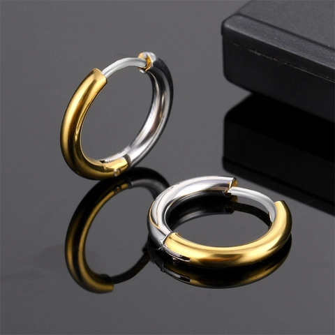 Pendientes De Aro De Acero Inoxidable Minimalista Redondo Huggie Para Mujeres Hombres Punk Hip Hop Joyería