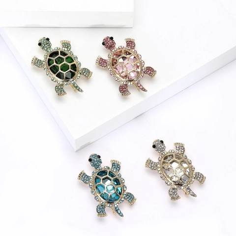Spilla Tartaruga Per Donna Uomo Lega Strass Cristallo Animale Pin Creativa Moda Gioielli Accessorio Abbigliamento