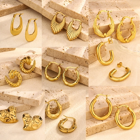 Franse Vintage Roestvrij Stalen Oorbellen Voor Dames Goud Zilver Geometrisch Hart Dolfijn Getextureerde Sieraden