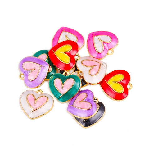 Ciondoli A Cuore In Lega Colorata Con Smalto Per La Creazione Di Collane Bracciali Orecchini DIY Accessori Per Gioielli