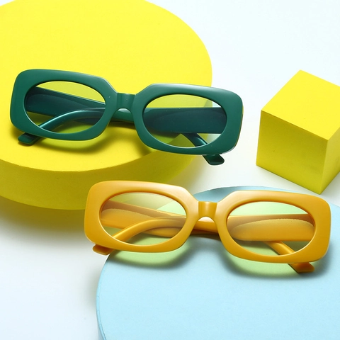 Gafas De Sol Rectangulares Retro Montura PC Lente AC Protección UV400 Moda Ins Vintage Gafas Cuadradas Pequeñas Mujeres Hombres