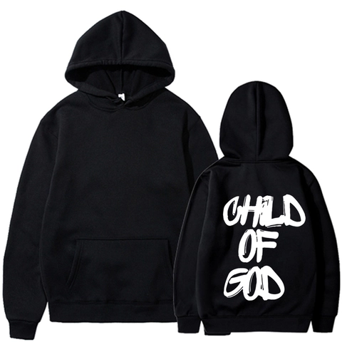 Felpa Con Cappuccio Uomo Foderata In Pile Manica Lunga Stampa Lettere Schiena Child Of God Casual Streetwear Con Tasca