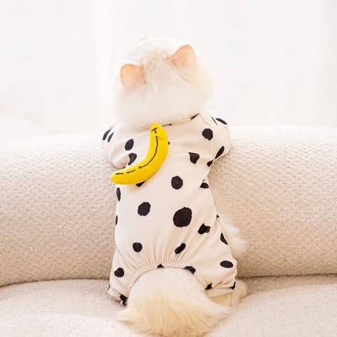 Pet Schlafanzug Dralon Stoff Weich Warm Vierbeiner Jumpsuit Für Hunde Katzen Welpen Streifen Lächeln Muster
