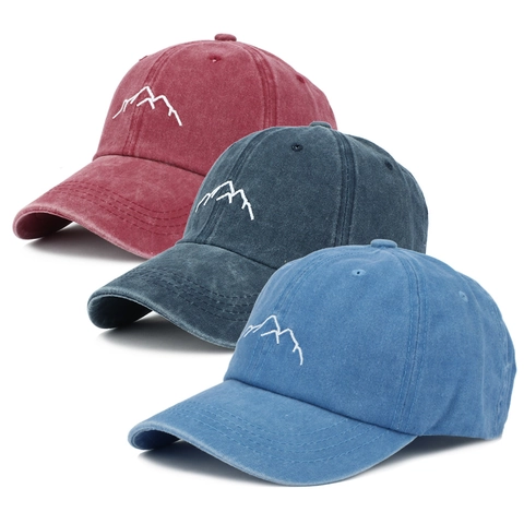 Cappello Da Baseball Vintage Cotone Lavato Ricamo Montagna All'aperto Protezione Solare Regolabile Uomo Donna