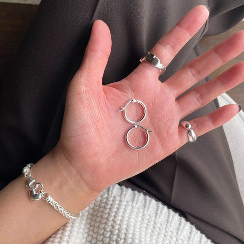 Orecchini A Cerchio In Argento Sterling 925 Minimalisti Geometrici Lucidati Leggeri Gioielli Quotidiani Donna