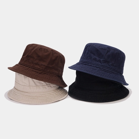 Bucket Hat Washed Cotton Canvas Small Brim Sun Protection Retro Casual Vintage Style For Men Women Solid Color