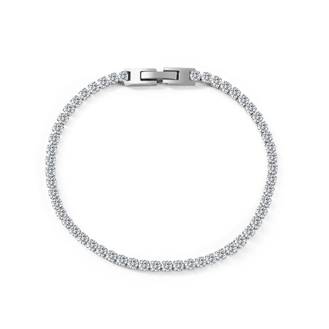 Classic Titanium Steel Cubic Zirconia Tennis Chain Bracelet Necklace For Unisex Shiny Zirconia Link Chain Fashion Jewelry Gift