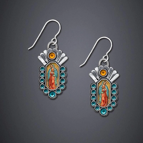 Vintage Bohemian Dangle Earrings Alloy Metal Enamel Mermaid Butterfly Pattern Retro Jewelry For Women