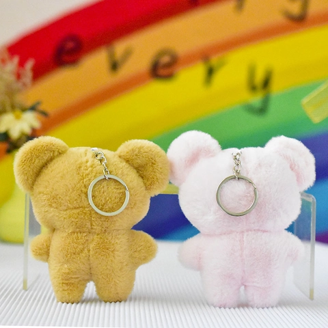 Porte-clés en Peluche Ours aux Yeux en Étoile Pendentif de Sac en Peluche Jouet Ours Dope pour Décoration de Sac à Dos