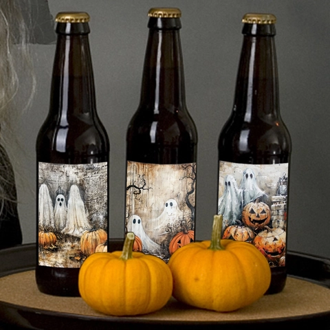 Halloween Wijnfles Stickers Etiketten Geest Pompoen Patroon Waterdicht Feest Decoratie Nieuwigheid