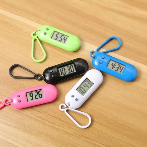 Mini Portable Digital Hanging Clock Triangular Rectangular LCD Student Exam Pocket Watch Plastic Keychain Watch For Kids