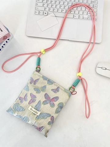 Borsa A Tracolla Per Cellulare Jacquard Farfalla Floreale Tracolla Regolabile Piccola Borsa A Spalla Artistica Dolce