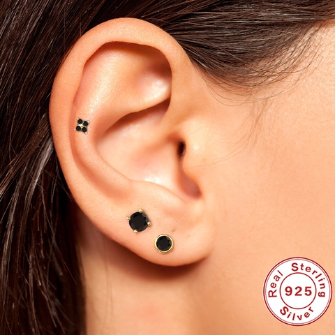 925 Sterling Silver Earrings Gold Plated Star Heart Geometric Zircon Turquoise Stud Hoop Jewelry Women Minimalist Style