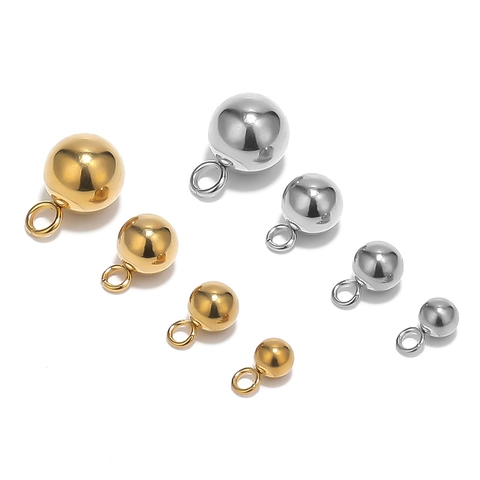 Polierte Edelstahl Rundkugel Anhänger Solide Kugel Charms Für DIY Schmuckherstellung Halsketten Armbänder