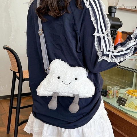 Schattige Wolk Eenhoorn Pluche Crossbodytas Kleine Zachte Schoudertas Verstelbare Riem Modieuze Cartoon Handtas