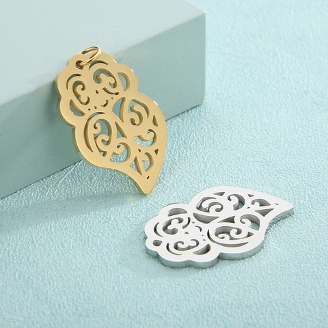 Dijes Colgante Hoja Hueca Acero Inoxidable Diseño Filigrana Para Creación De Joyas Manualidades Accesorios De Moda
