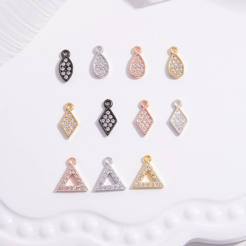 925 Sterling Zilver Zirconia Ruit Waterdruppel Driehoek Hangers Voor Vrouwen DIY Sieraden Maken Goud Roségoud Ketting Maken