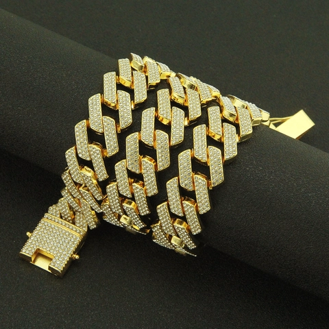 Hip Hop Mannen Vrouwen Strass Cubaanse Schakelketting Goud Zilver Verguld Legering Iced Out Ruit Sieraden Voor Party