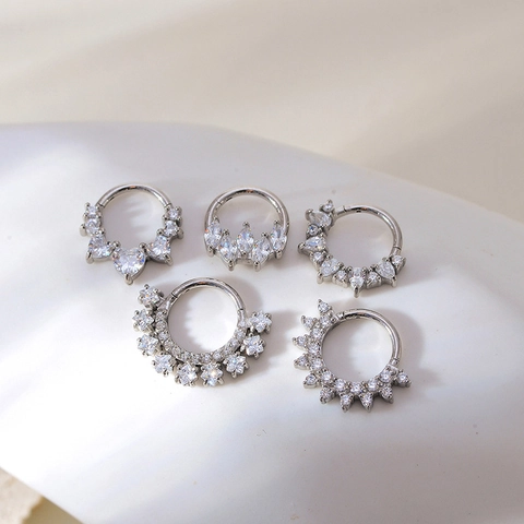 Nasenring Piercing Edelstahl Weißer Zirkon Nahtlos Piercing Schmuck Einfach Mode Minimalistisch Für Damen Herren