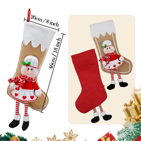 Weihnachtsstrümpfe Groß 3D Chef Puppe Lange Beine Plüsch Polyester Kamin Aufhängen Dekoration Geschenktüte Neuheit
