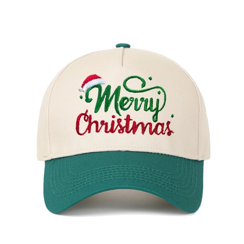 Cappellino Da Baseball Merry Christmas Cotone Ricamo Colore A Contrasto Cappello Snapback Accessori Per Feste