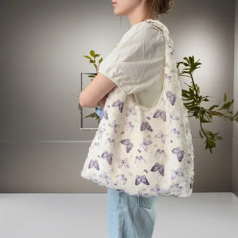 Borsa Tote In Tela Con Stampa A Farfalla Grande Capacità Borsa A Tracolla Estetica Per Donna Casual