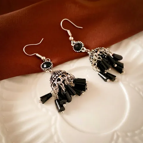 Ethno Vintage Quasten Ohrhänger Mit Kristall Strass Geometrischer Schmuck Für Damen Silver Earring Post
