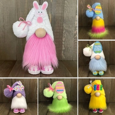 Easter Gnome Plush Doll Handmade Faceless Bunny Gnomes Tabletop Ornament Easter Rabbit Figurine Home Desktop Decoration Holiday Gifts