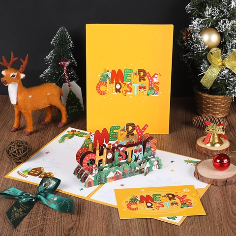 3D Pop Up Weihnachtskarte Künstlerischer Karton Weihnachtsmann Schneemann Xmas Urlaub Einladung Handgefertigte Schreibwaren