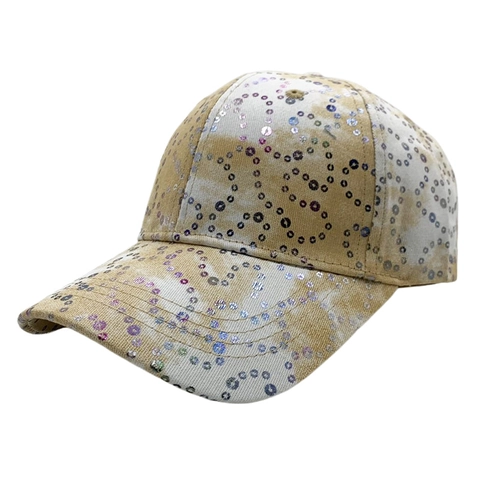 Mode Pailletten Baseball Kappe Tie-Dye Baumwollmischung Acid Wash Marmormuster Outdoor Sonnenschutz Gebogener Schirm Unisex Hut